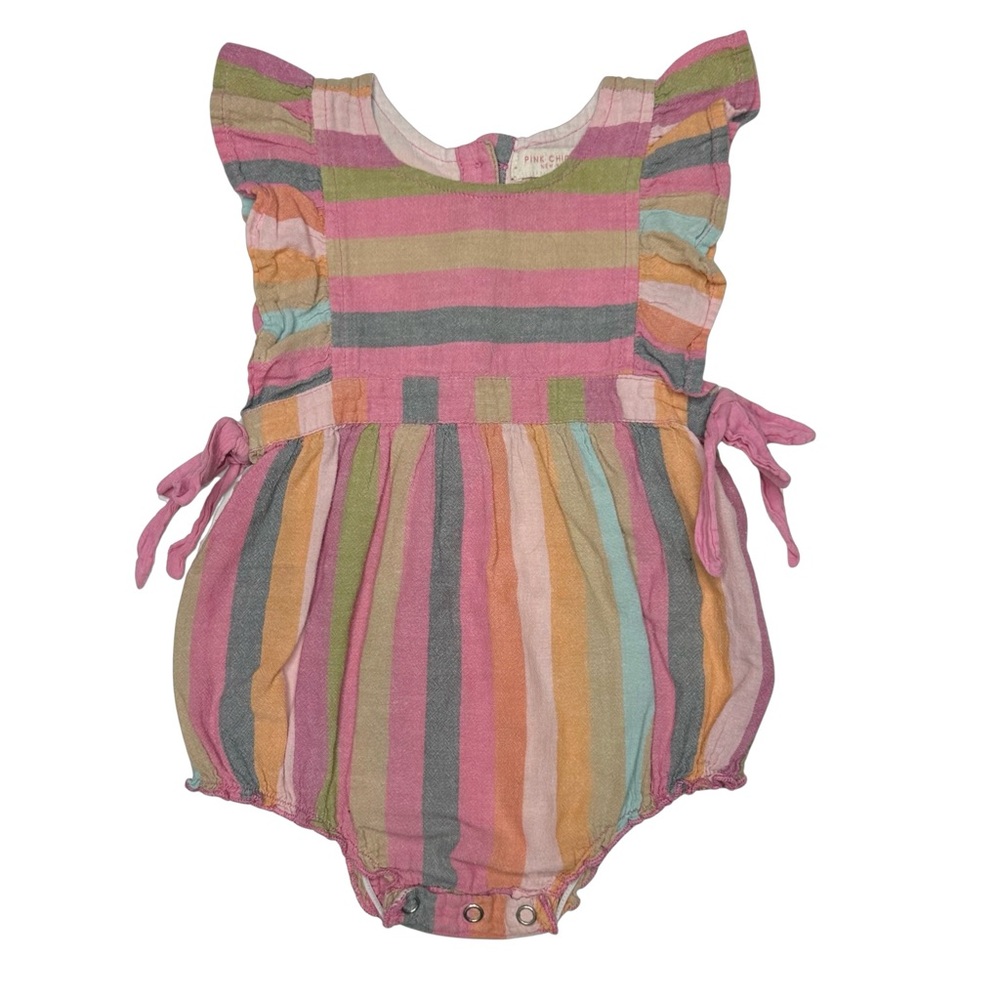 Pink Chicken Multi Stripe Amy Bubble Romper‎
